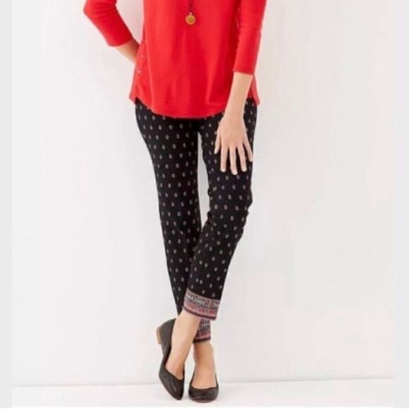 New! J. Jill Aviero Colorful Border Print Bi- Stretch Slim Fit Ankle Pants sz 6 - Picture 3 of 15
